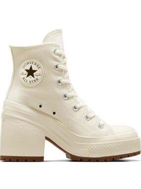 Converse Chuck 70 De Luxe Heel Platform High Top Sneakers Egret White Size 7.5